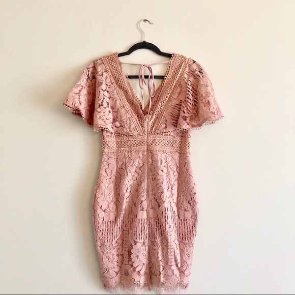 Main Strip NEW | lace sheath dress pink peach - Picture 4 of 6